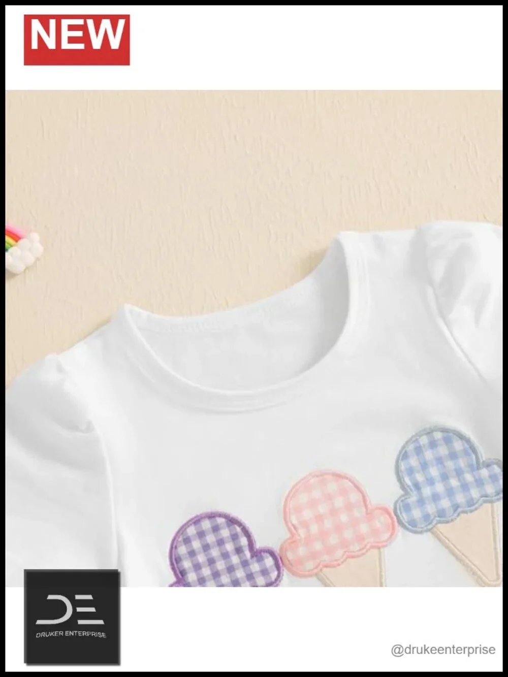 Toddler Baby Girls 2Pc Summer Outfit Smocked Short Sleeve T-Shirt with Plaid